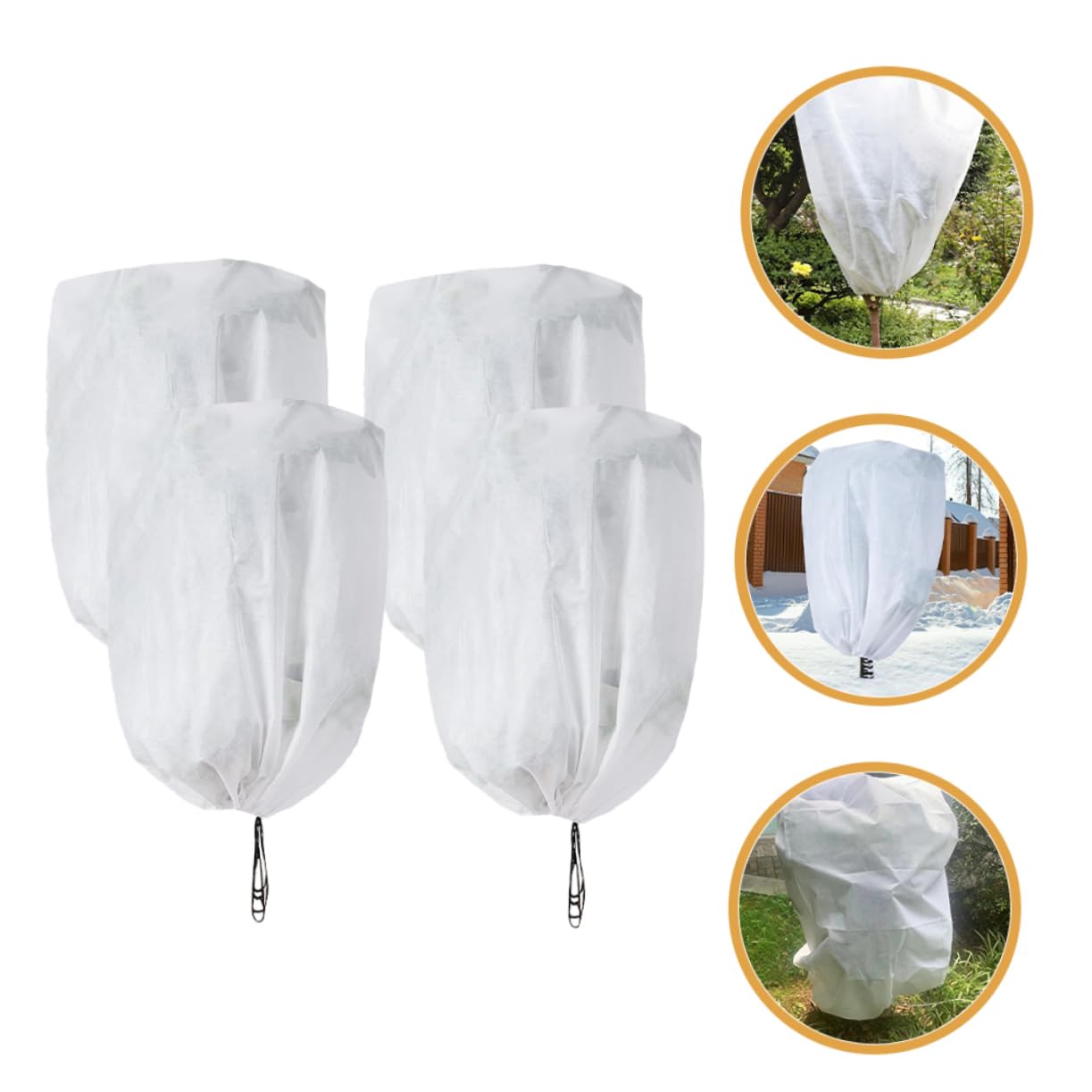 Happyyami Protezione Piante Invernali 4 Pezzi Copertura Antigelo per Alberi da Frutto e Cespugli Non Tessuto Bianco Resistente a Neve e Temporali