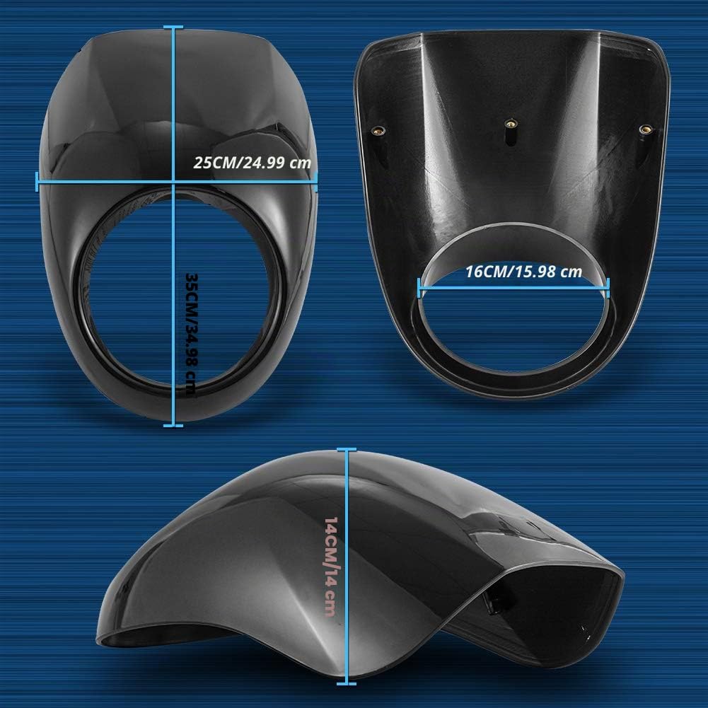 KaTur Motorrad-Scheinwerferverkleidung für Frontscheinwerfer, mit Gabelhalterung für Harley-Davidson Sportster, Café Racer, Drag Bike, Dyna FX/XL ab 1973