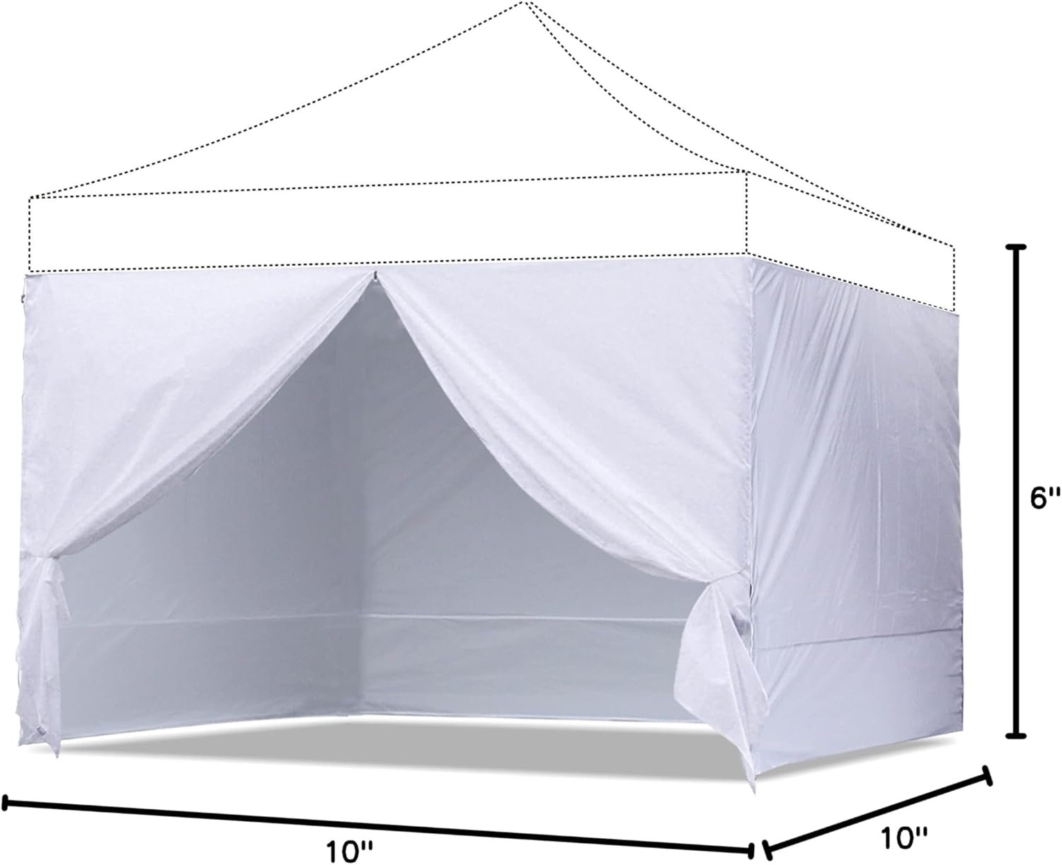 ABCCANOPY Side Wall 10x10, White (4 Walls Only, NOT Including Frame and Top)