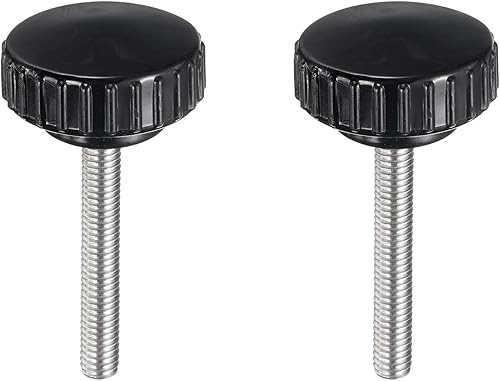 Miniatura 181 de uxcell Perillas de sujeción moleteadas M6 x 1.969 in métricas chapadas en zinc de acero al carbono rosca macho tornillo de pulgar en tipo 0.787 in