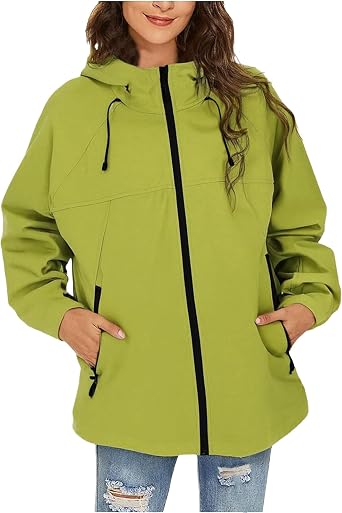 Outdoor Venture Womens Softshell Jacket with Hood Loose Fit Raincoat Insulated Waterproof Windbreaker Plus Size 2025