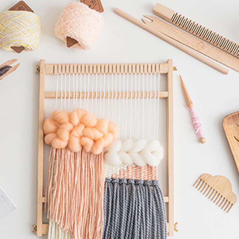 Generico Kit di Tessitura in Legno per Bambini - Multiuso, Strumento per | | Creativi di Lunga Durata Macchina per Maglieria Adatta Ai Principianti con Barra di Ordito Durevole Strumento PE