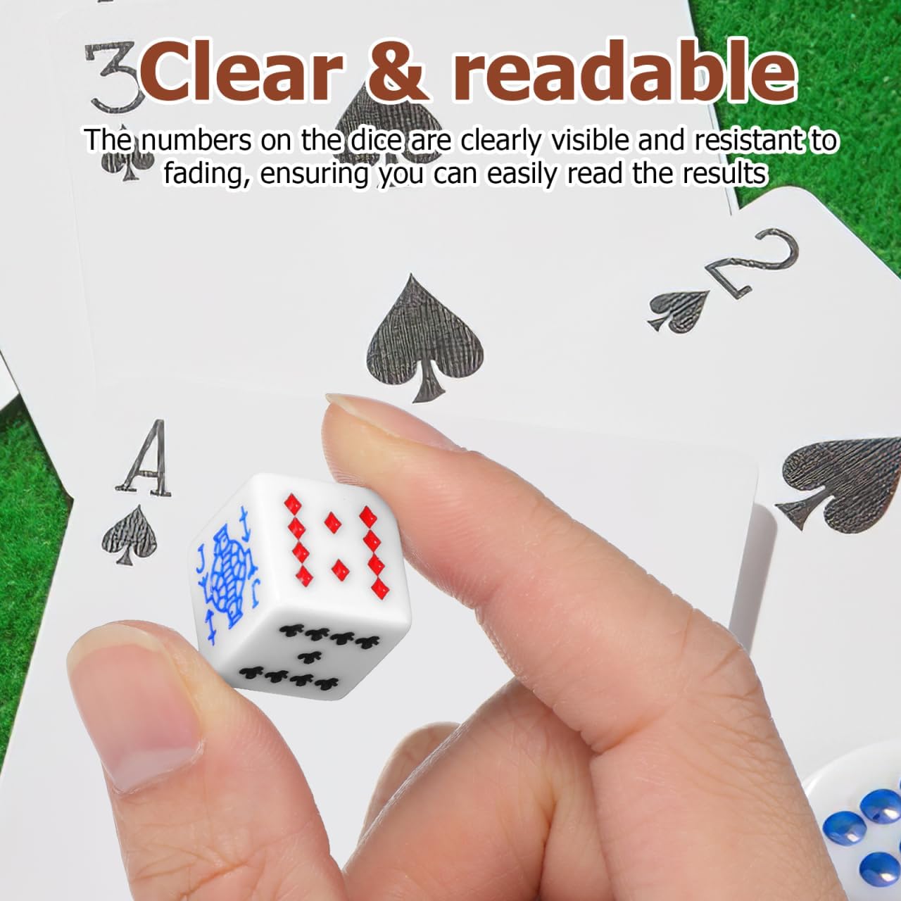 White Acrylic Poker Dice Set, 16mm Durable 6 Sided Dice for Card Games Liars Party Entertainment Board Games (16Pcs)