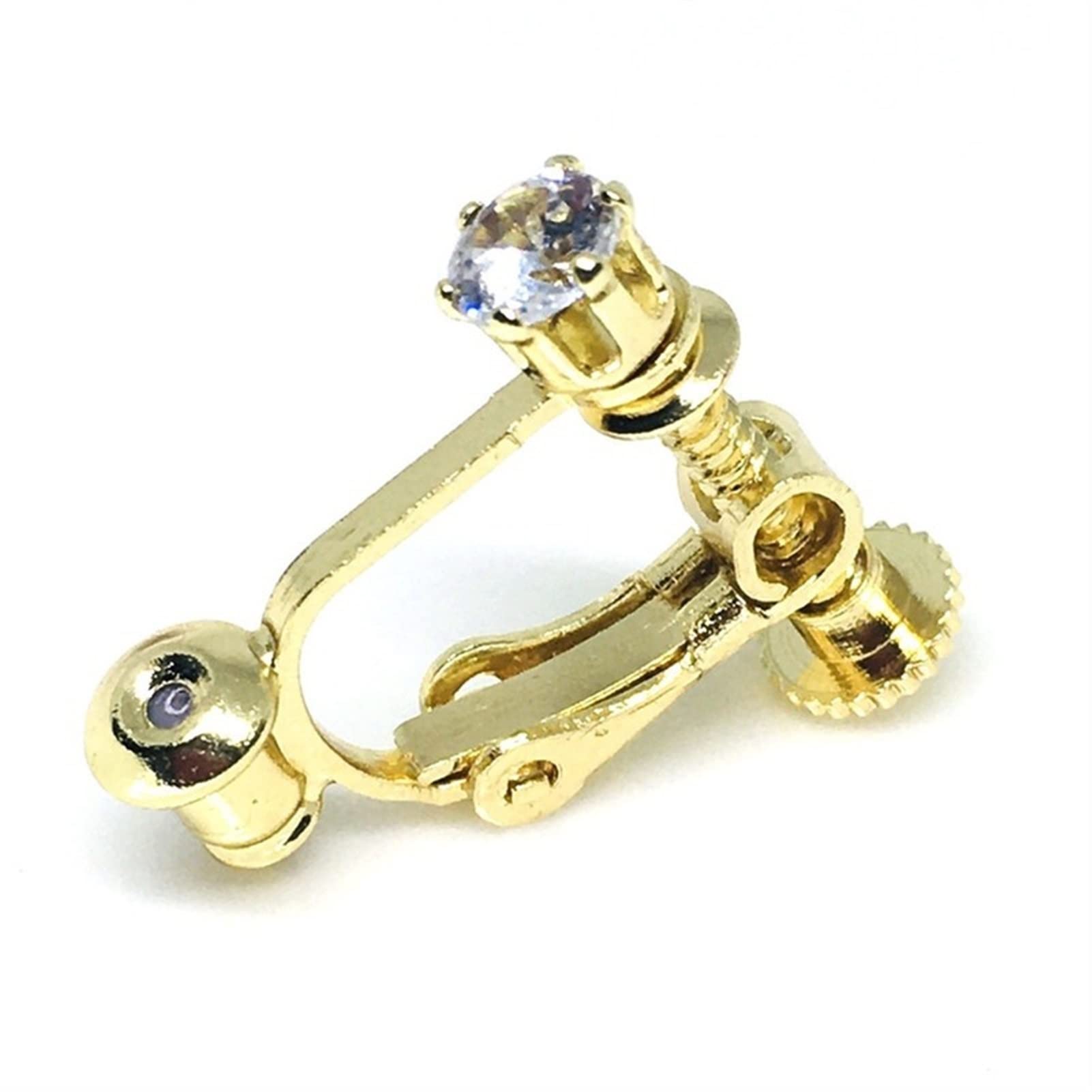 GMYQGMYQ Clip-on Earring Converter 20 Pcs/set DIY Earring Material Screw Ear Clip Accessories Diamond-Embedded 4mm Zircon Non-Piercing Ear Clip Conversion Stud (Metal Color : A light gold)