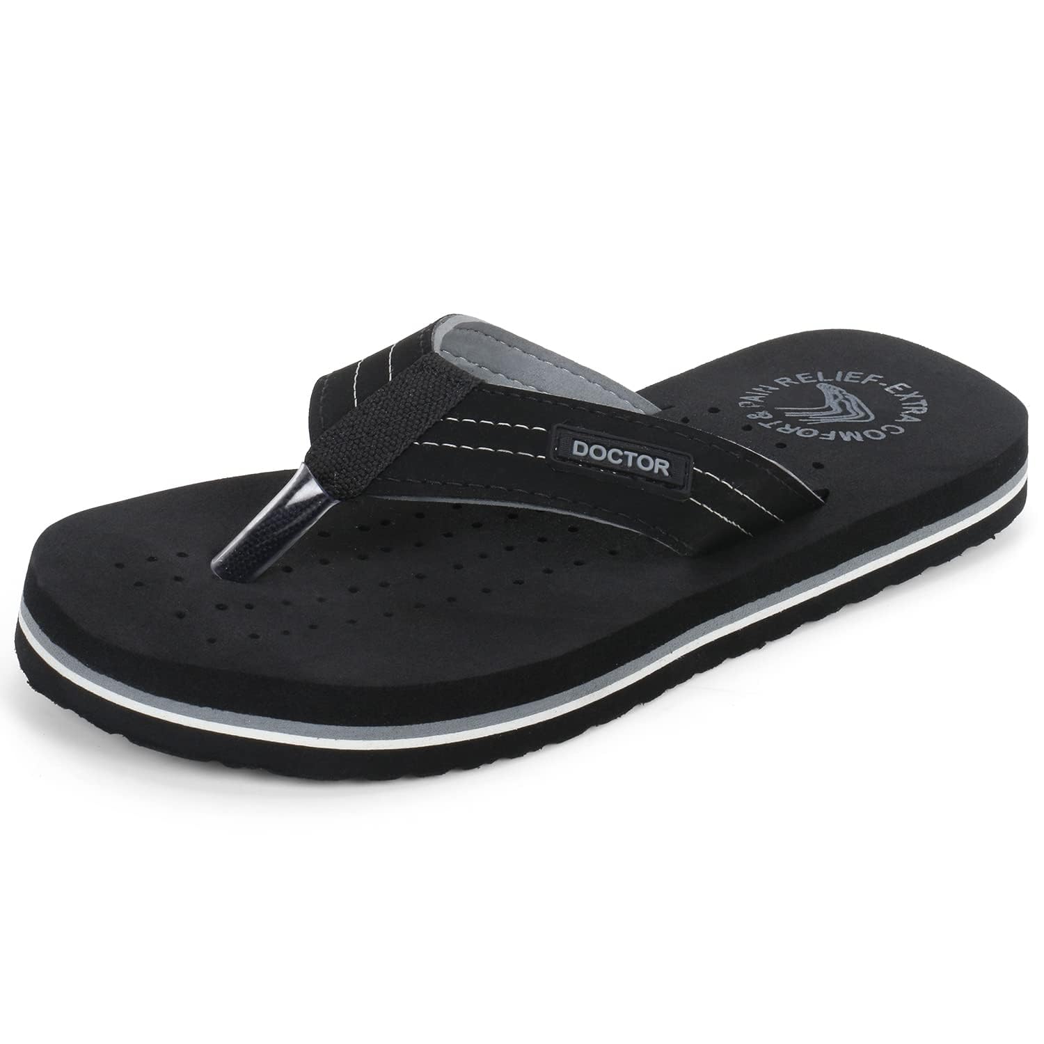 Slipper Care Orthopaedic and Diabetic Comfort Doctor Slipper, Flip-Flop, Cushion, Slides and House Slipper for Men's and boys ULTRA SOFT D-28-BLACK/GREY-13 UK-image-34
