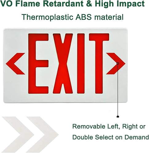 Miniatura 4 de Luz LED roja de salida de emergencia, estándar, batería de respaldo, doble lámpara LED ABS resistencia al fuego con certificación UL 120-277V (señal