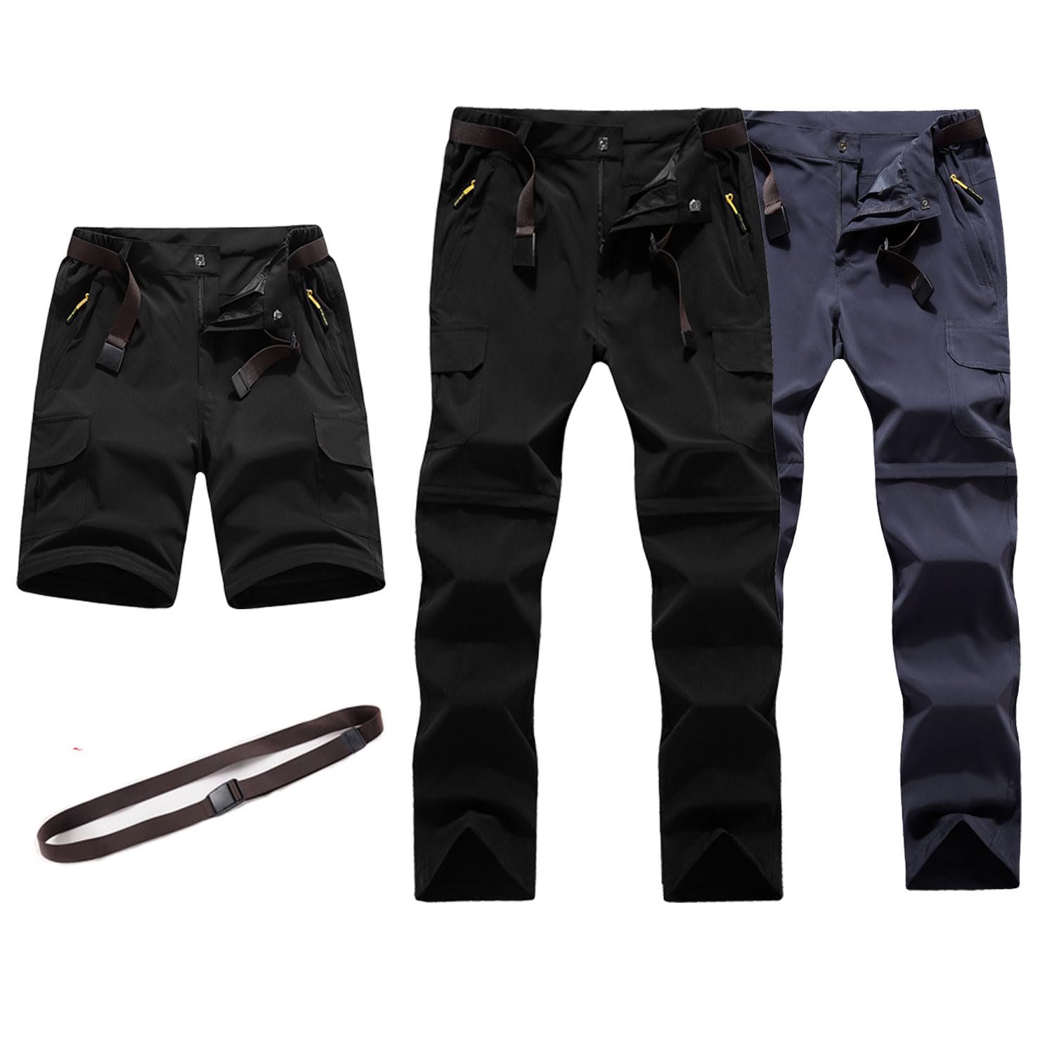 LHHMZ Hommes Pantalon de Randonnée Convertible Extérieur à séchage Rapide Respirant Imperméable Zip Off Pantalon