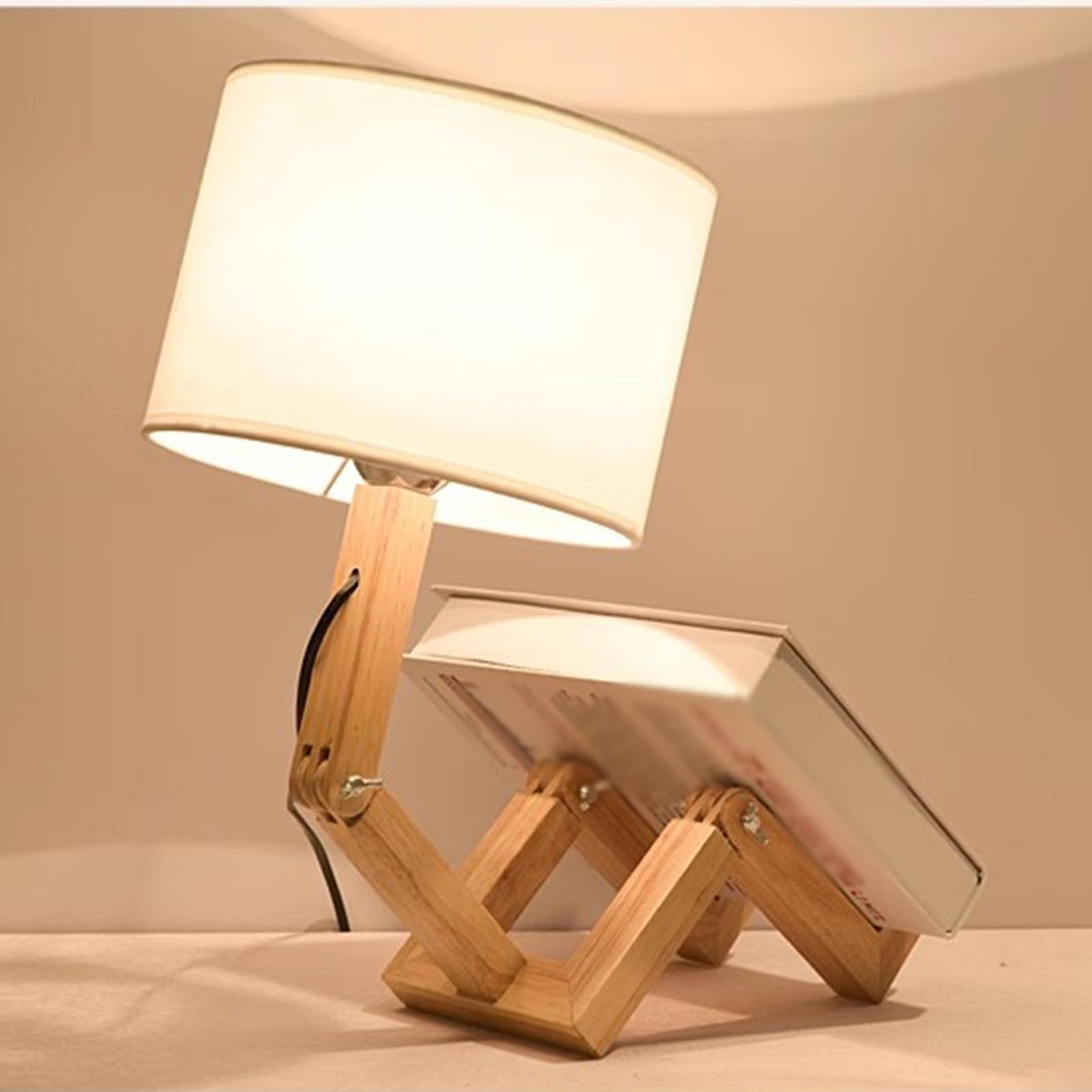 Lampka nocna prosta lampa biurkowa do nauki lampka nocna lampka nocna drewno ludzie ściemniana wersja wtyczki do sypialni salonu nauki, drewno lampki nocne