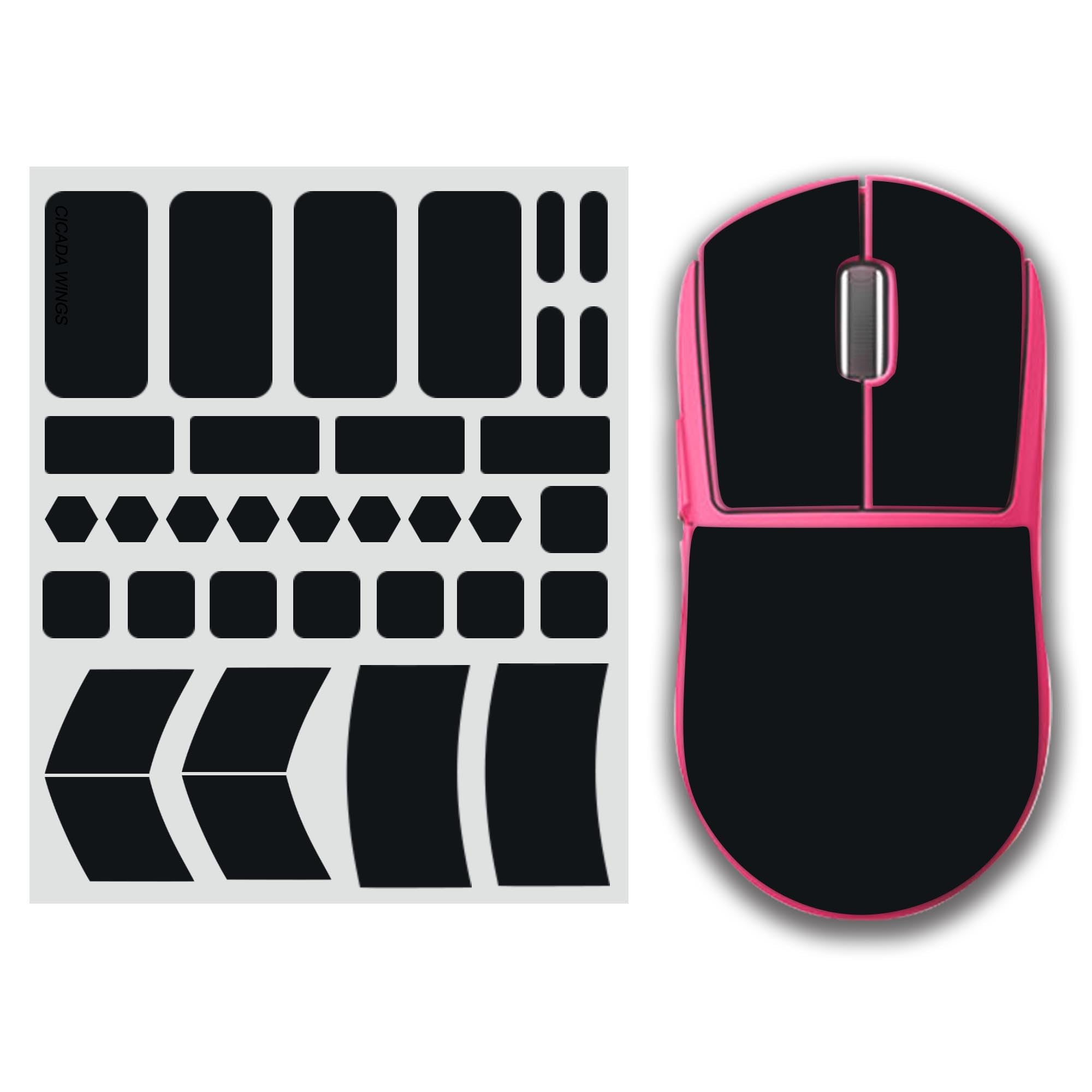 X-Raypad Gaming Mouse Grips Tape, Universal Pre-Cut Cicada Wings, E Sports Anti-Slip, Ural-Thin Zero Touch Feel,Universal Non-Slip Tape of Various Shapes Suitable for All Mice (Cicada Black)