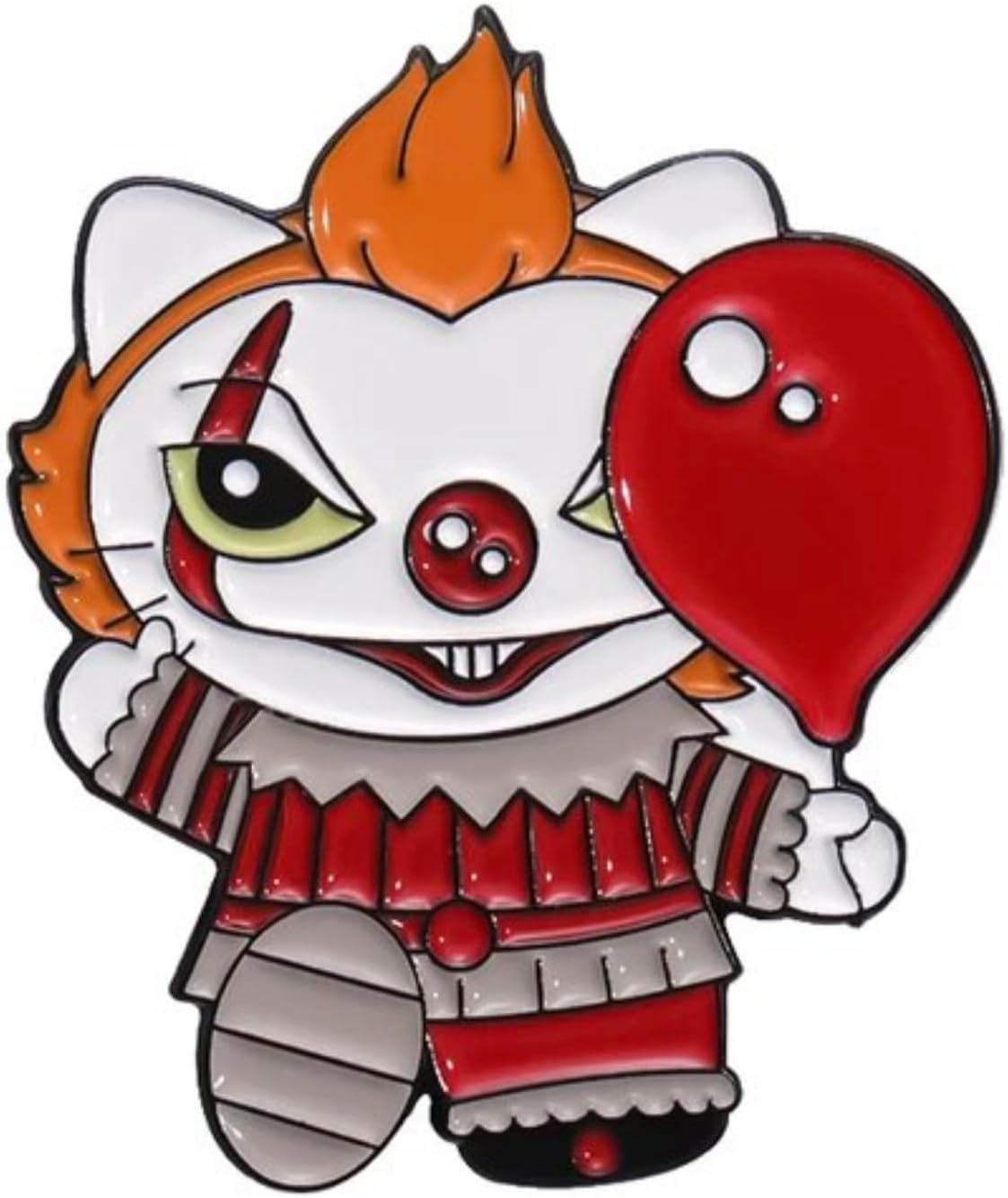 IT Pennywise Penny Wise Clown Red Balloon We All Float Down Here Georgie Horror Movie Cat Kitten Kitty Cute Kawaii 1.2" Lapel Enamel Pin