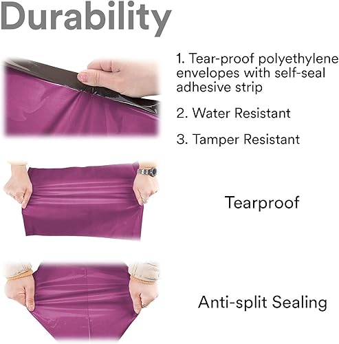 Miniatura 3 de 200 bolsas de polietileno magenta y morado de 8 x 10 pulgadas, bolsas de envío de plástico impermeables y resistentes a desgarros, sobres multiusos