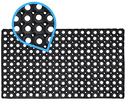 Trendi® Rubber Hollow Mat Outdoor Entrance Thick Children Playground Garden Safety Floor Matting Anti Fatigue Non Slip Drainage Black Door Mat Light Weight Washable Large Ramp Mat (100x150)