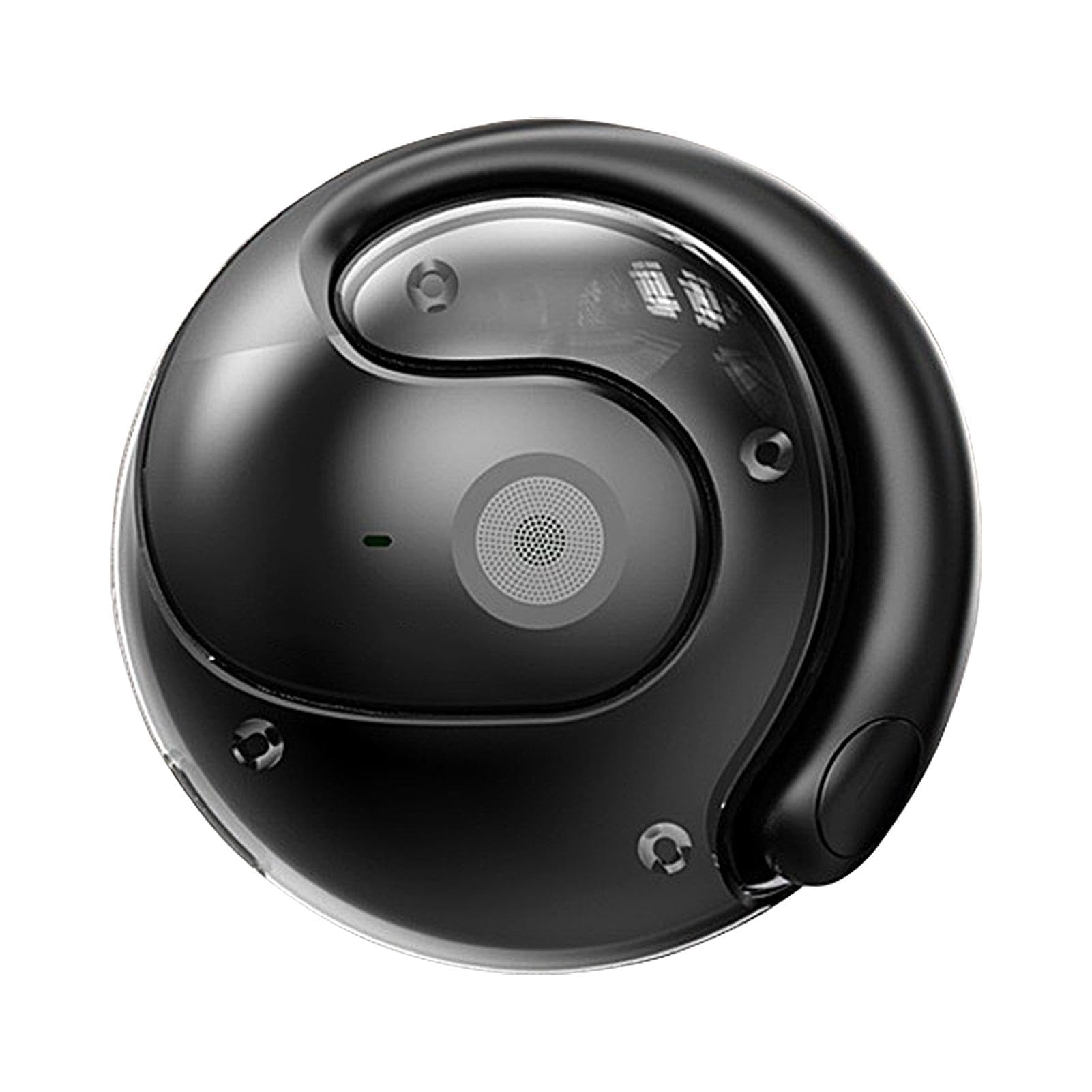 Person using HY-T26 Pro earbuds for AI voice conversation