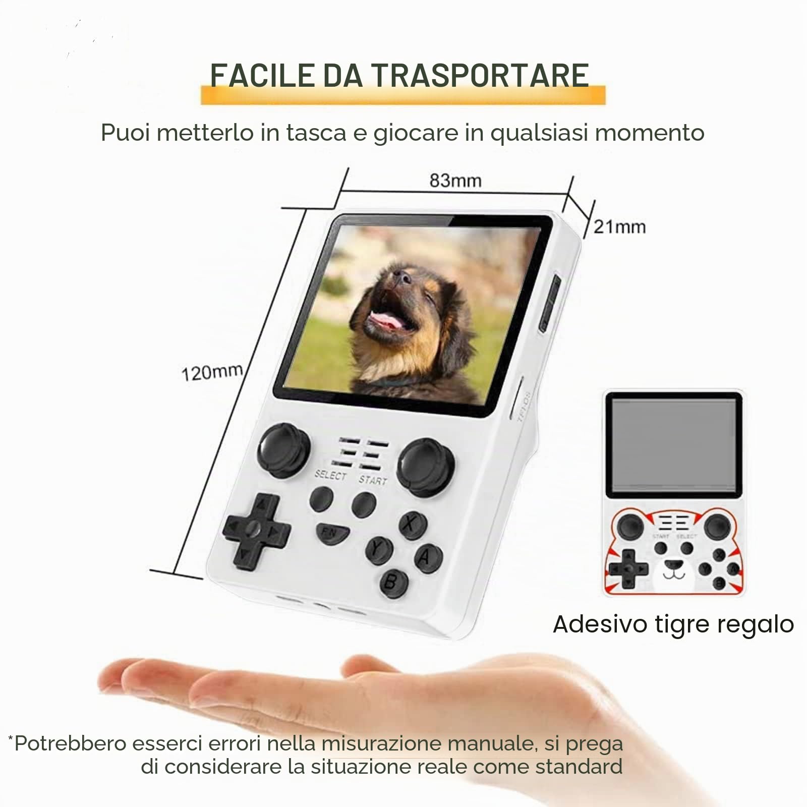 RGB20S - Console di gioco portatile retrò con 20.000 giochi integrati, memoria 128 GB, schermo IPS, tema arcade, bianco