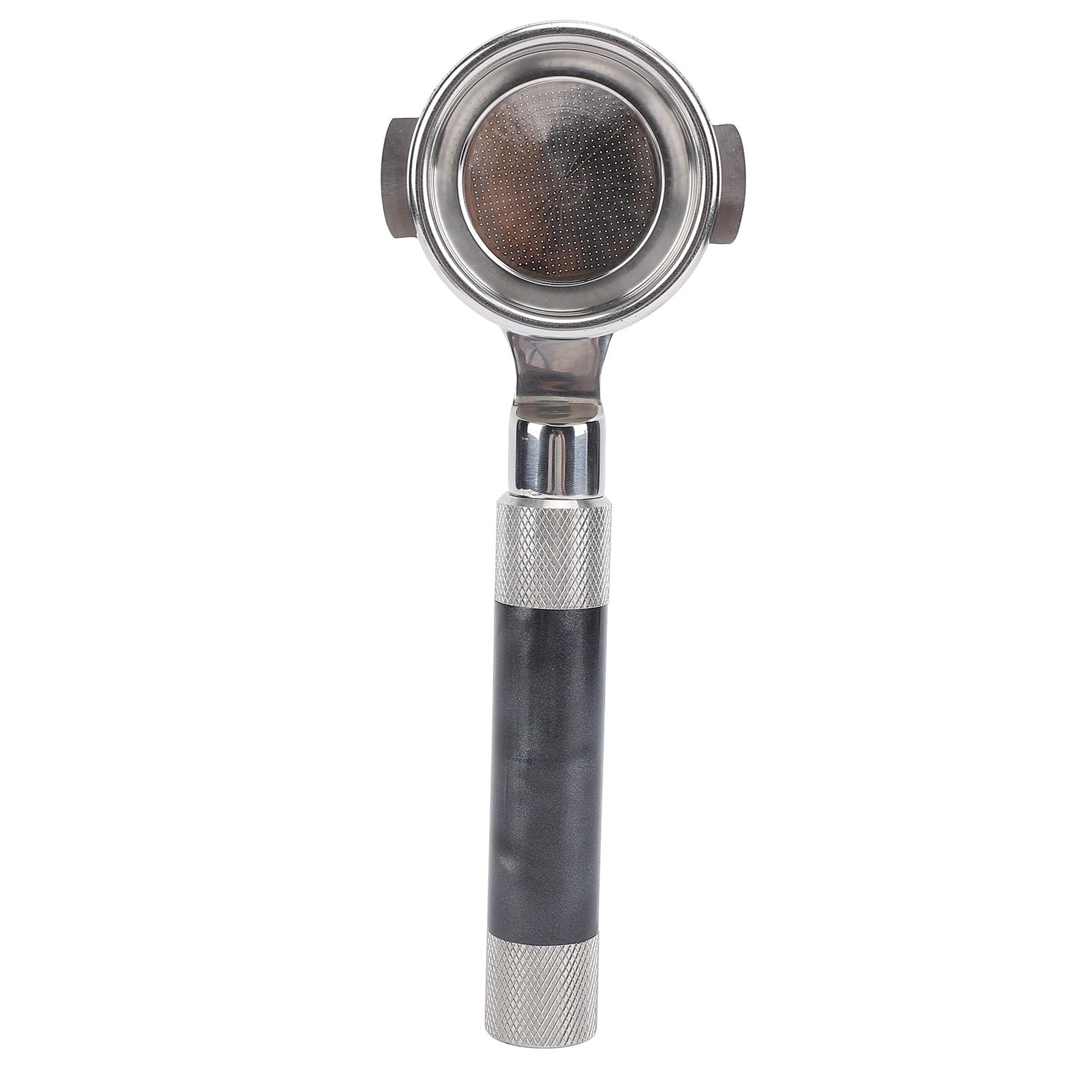 Filtro de portacafé sin fondo de acero inoxidable doble Ear E61 portafiltro de café para hacer café (negro)