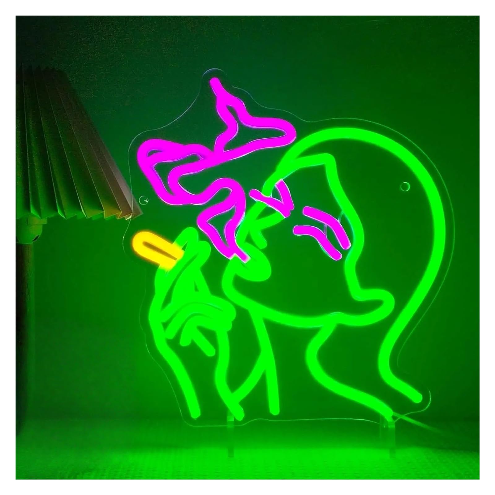 SHOUXI Sign Lamp Smoking Woman Neon Sign LED Light Dimmable for Bedroom Room Home Bar Pub Party Decoration 41.34cmx37.7cm