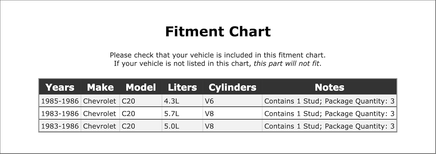 Front OR Front Right Exhaust Manifold Bolt and Spring Compatible With Chevrolet C20 1986 1985 1984 1983 P-3309199