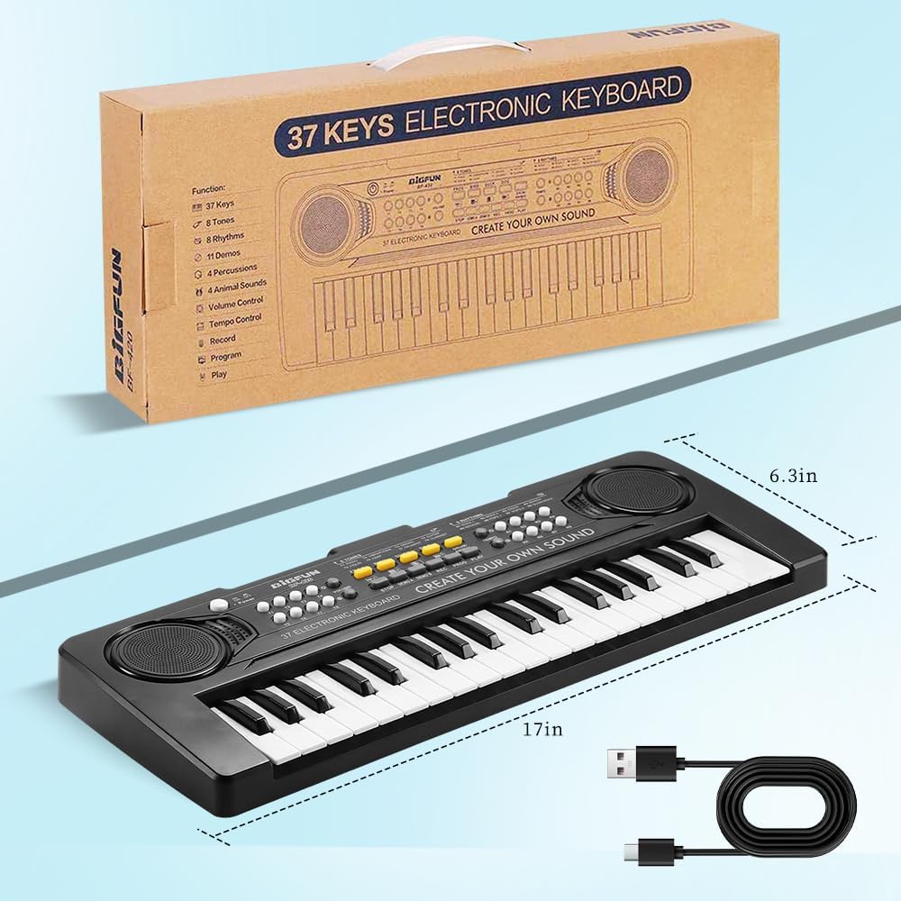 Keyboard Piano for Kids, BIGFUN 37 Keys Toddler Piano Instrument Toy, Black image 5