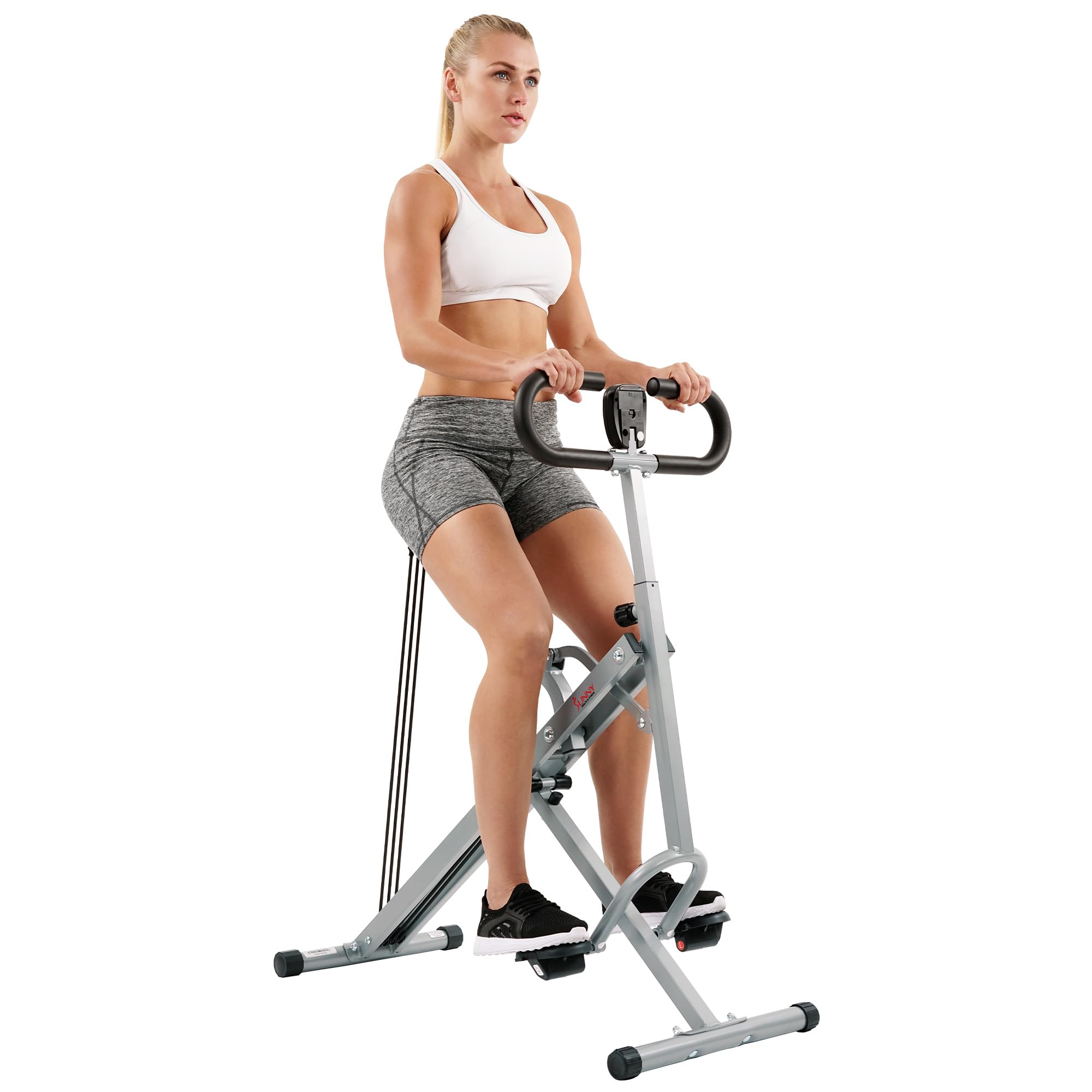 Sunny Health & Fitness Row-N-Ride Squat Assist Trainer, Faltbares und Trainingsgerät mit Verstellbarem Widerstand, Heimtrainer für Arm, Gesäß, und Beintraining, in Verschiedenen Farben Erhältlich