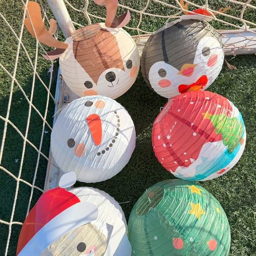 Image of 6 Pcs Christmas Hanging Paper Lantern Set Lanterns Xmas Party Supplies for Outdoor Indoor Classroom Birthday Graduation Christmas Decorations (Head)