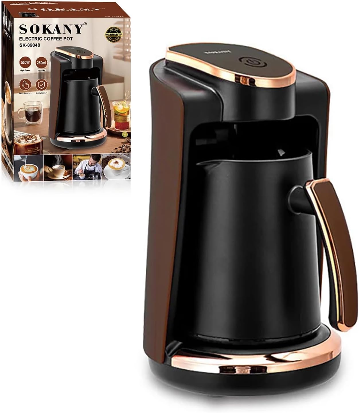 Cafetera Turca Eléctrica Automática 250 ml para Casa y Viaje