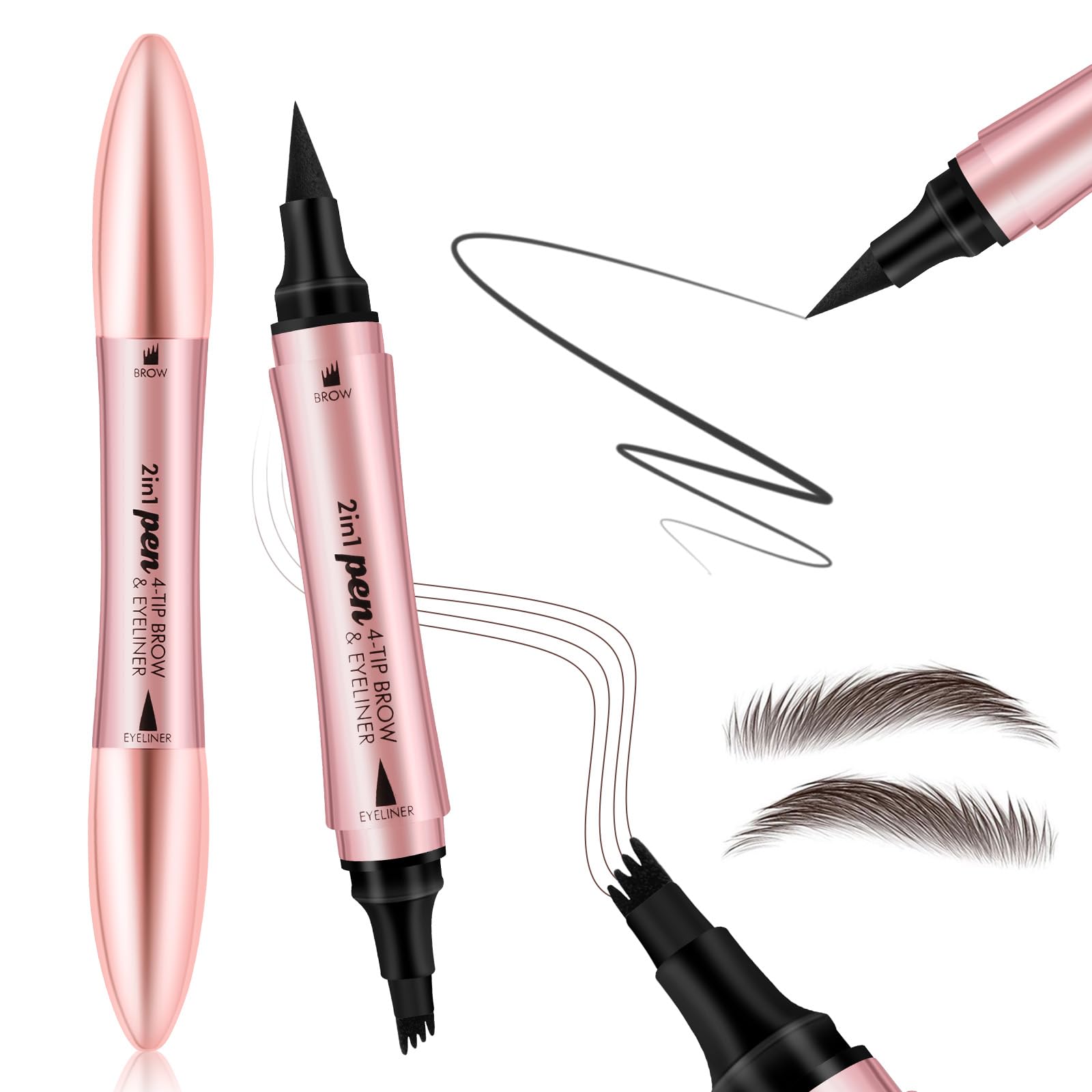 TNEDFOD Lápiz de Cejas Microblading, Eyebrow Pencil, Lápiz de Cejas y Delineador de ojos 2 en 1 Resistente al Agua, Lápiz Líquido con Punta Horquillada para Cejas, Pluma de Cejas (marrón oscuro)