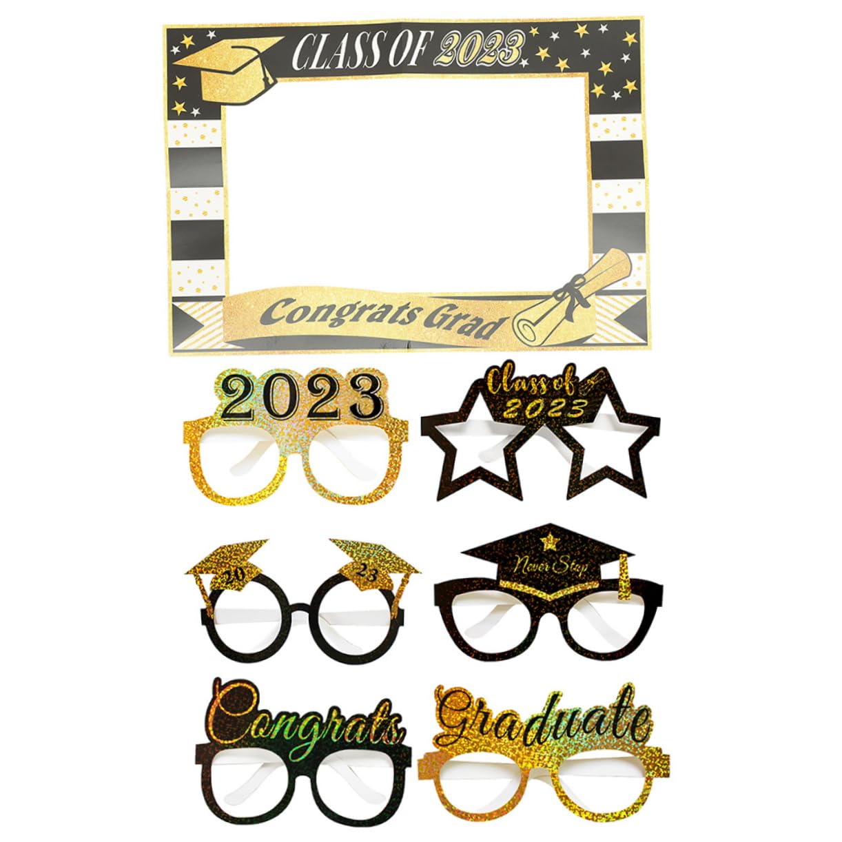 Cabilock 4 Ensembles Lunettes de Graduation de Accessoires Photo avec Cadre Papier pour Fête de Remise de Diplôme et Photobooth Décoration Amusante pour la