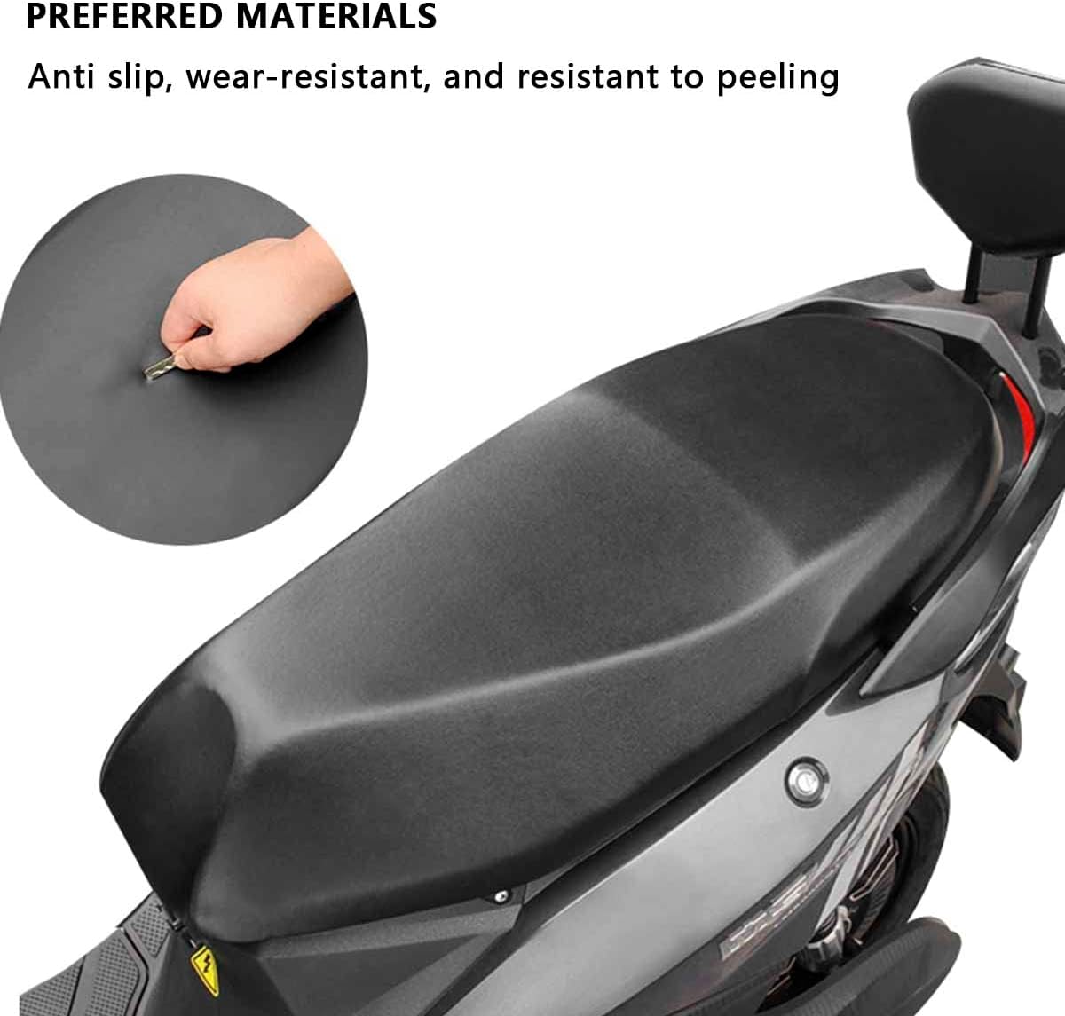 Motorcycle Scooter Seat Cover, Universal Motorbike Seat Cover with Elastic, Breathable PU Leather Scooter Seat Rain PRrotector Cover for Most Motorcycle