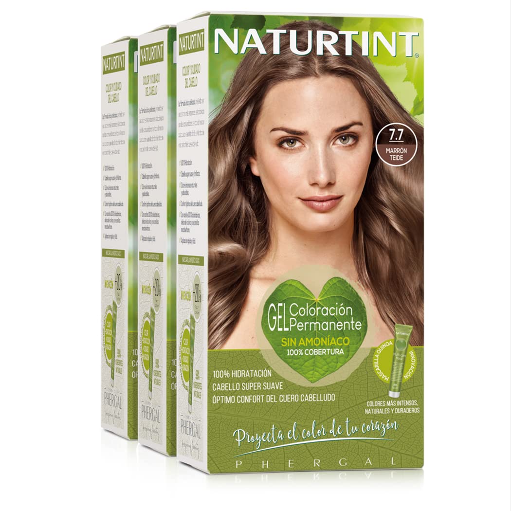 Naturtint | Haarfarbe Oohne Ammoniak | 7.7 Teide Braun | Hoher Anteil an natürlichen Inhaltsstoffen | 3er Pack | 510 ml