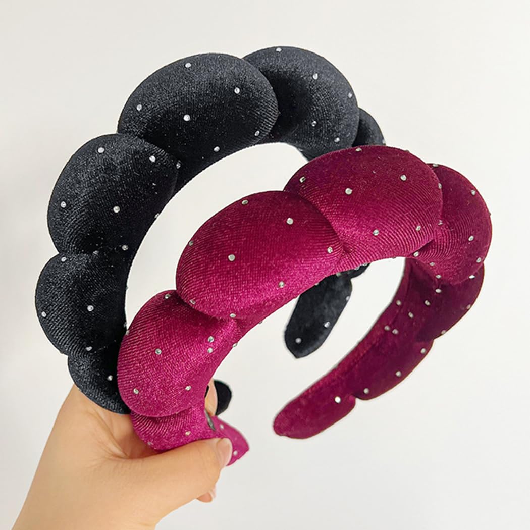 Spa Headbands Puffy Makeup Skincare Headbands for Washing Face or Facial Terry Cloth Fabric Shower Hair Accessory for Makeup Removal Shower Skin Treatment(Black - Image 4
