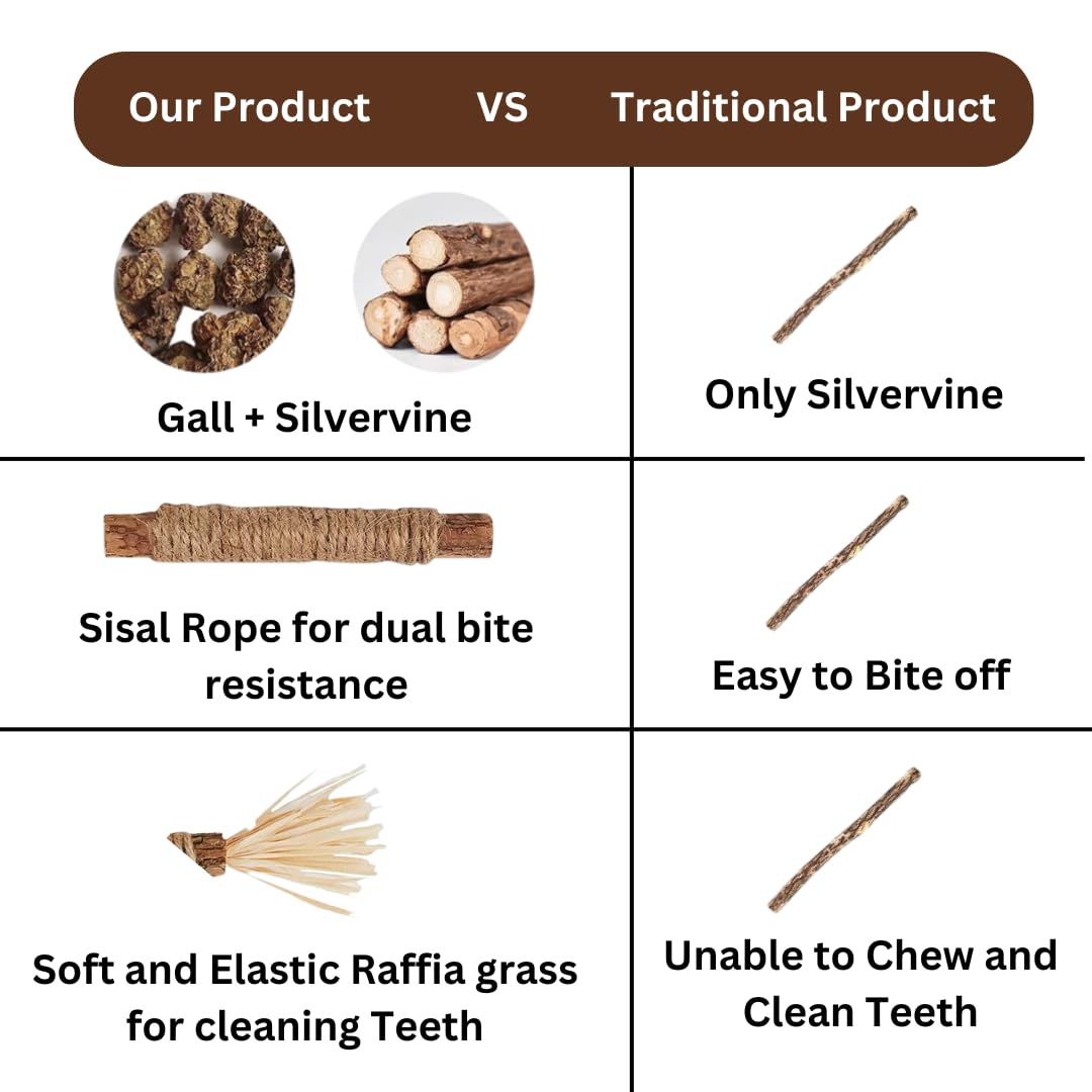 Urban Pet Gallery Silvervine Stick for Cats with Sisal Rope and Gall Fruit, Natural Catnip Alternative, Cat Chew Toy Set of 3 Silvervine Sticks 21 Cm Each 2