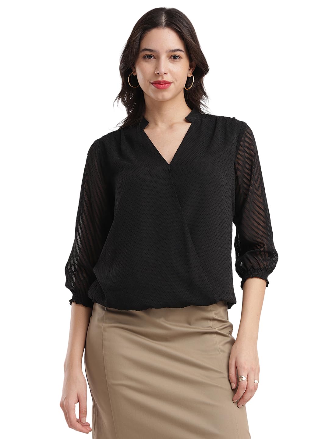fablestreet Ruffle Sleeves Top - Black-picture-44