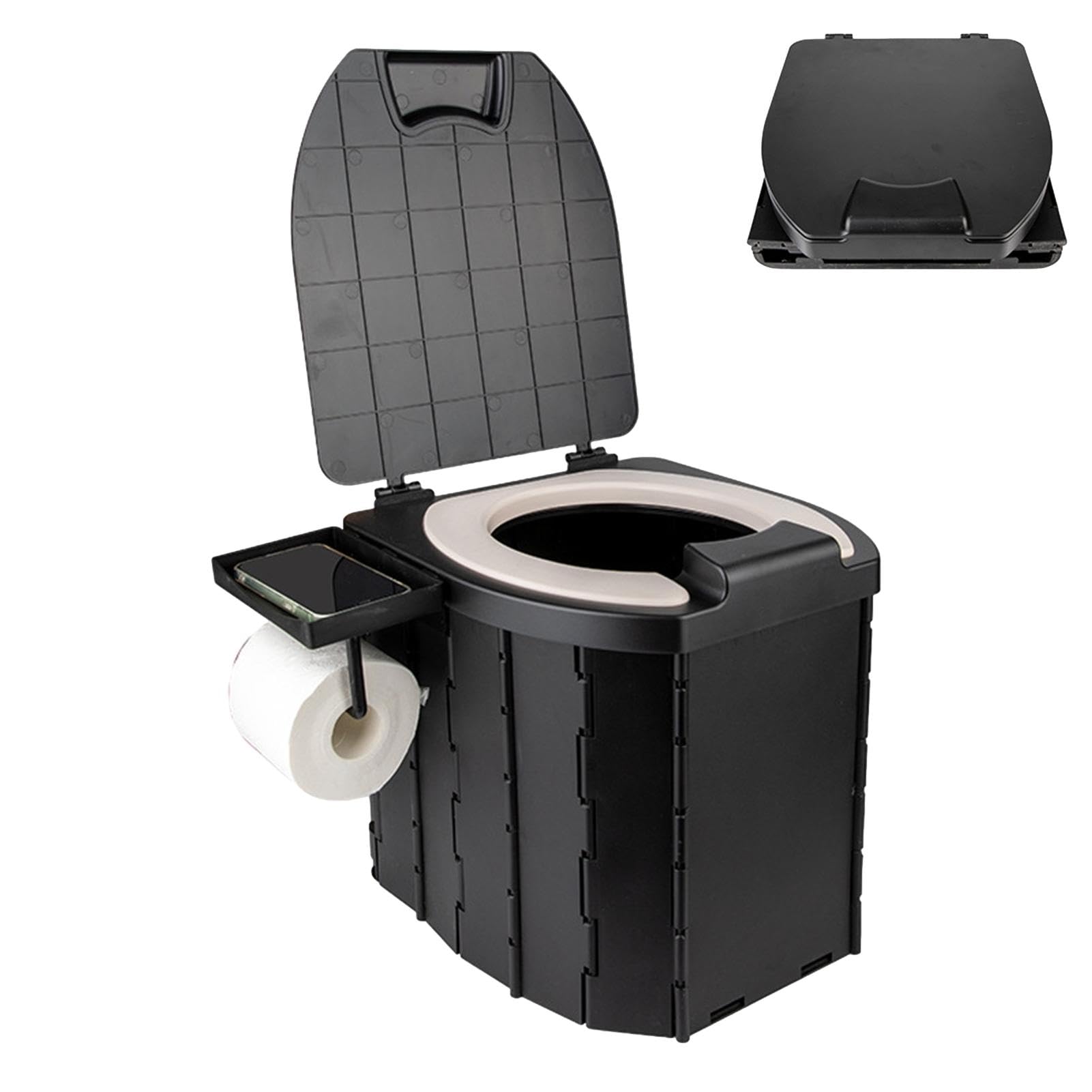 Campingtoilette, tragbare Toilette für Camping Kompaktes Töpfchen | Faltbare, leicht zu reinigende Außentoilette mit PU-Kissen für Boot, lange Reisen, Angeln, , Stau, Zuhause, im Freien