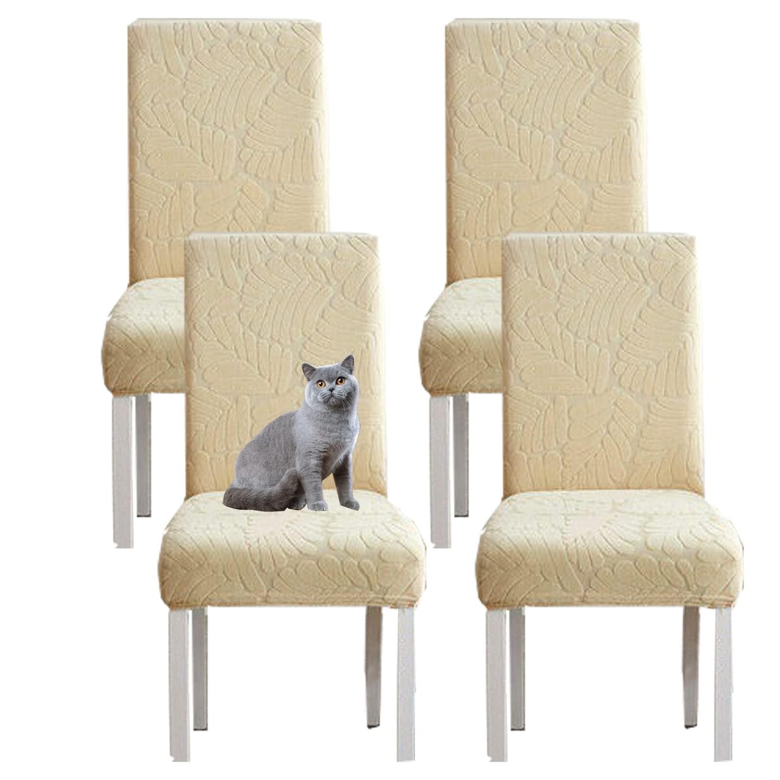 NMVAWIPT Jacquard High Back Stretch Knitted Fleece Chair Covers For Dining Room Home Wedding Banquet Hotel(#2,4pcs)