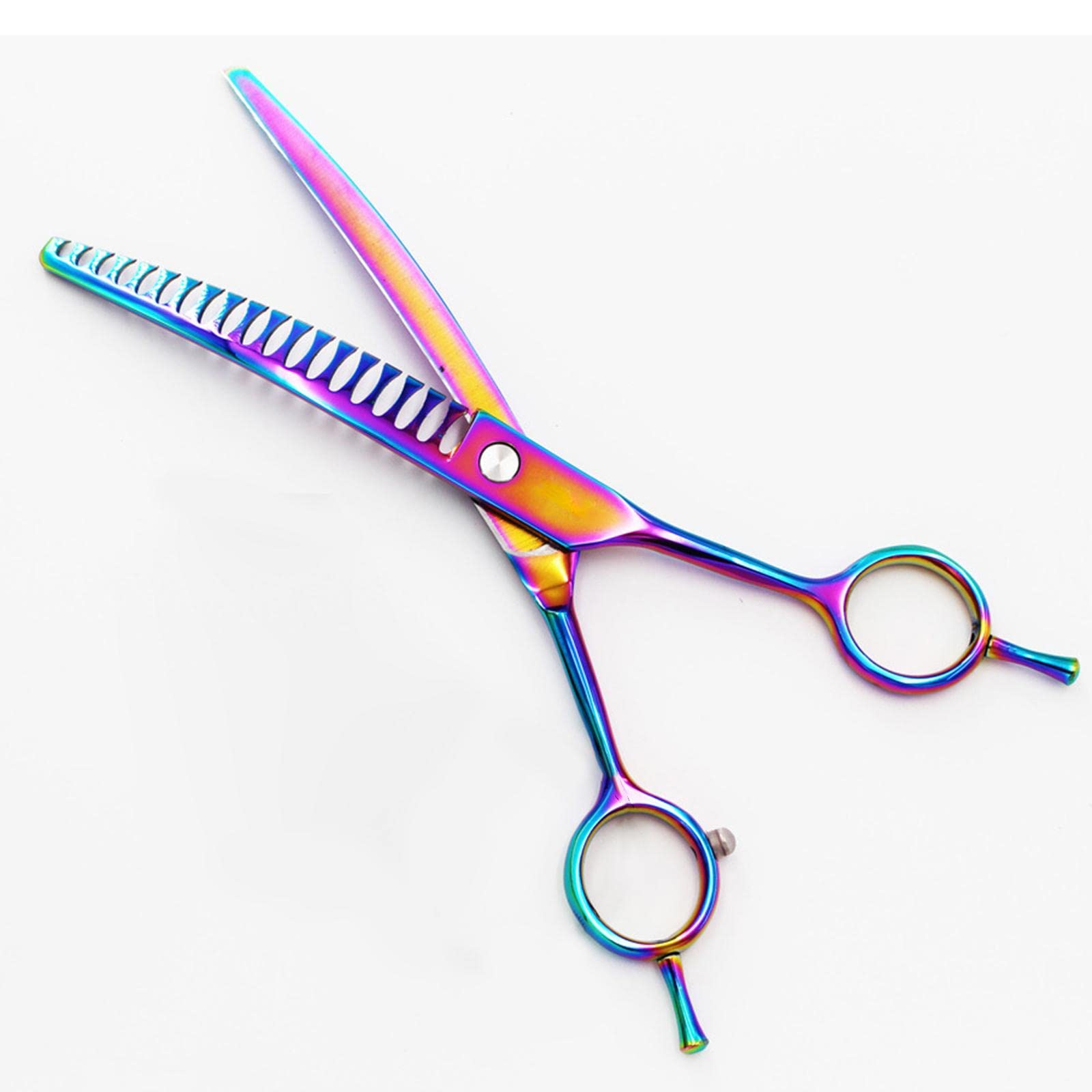 F Fityle Ciseaux de toilettage pour Chiens cisailles incurvées pour Animaux de Compagnie toilettage Amincissant Cisaillement Outil de Coupe de Cheveux pour, 7 Pouces