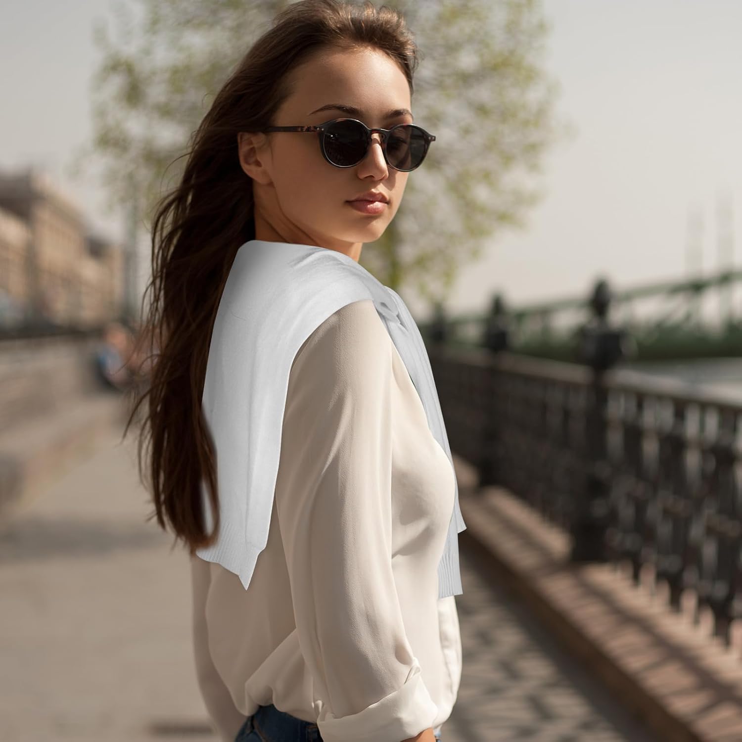 Geyoga Sweater Shawl Wraps for Women Sweater Knitted Knotted Shawls Travel Scarf Cape Shoulder Tops Blouses Fashion Wrap - Image 6