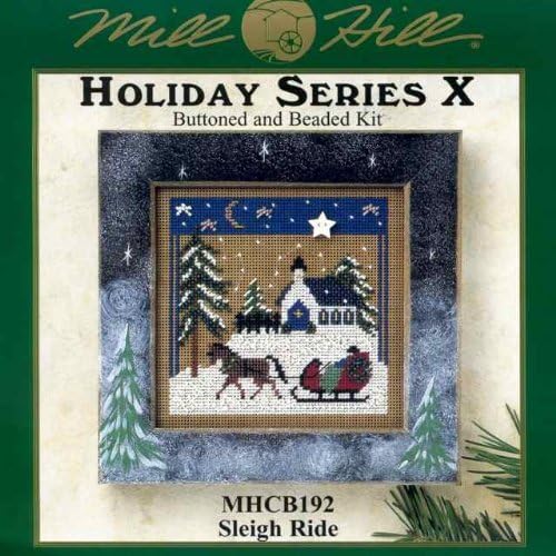 Sleigh Ride Beaded Cross Stitch Kit Mill Hill 2002 Buttons & Beads Winter MHCB192