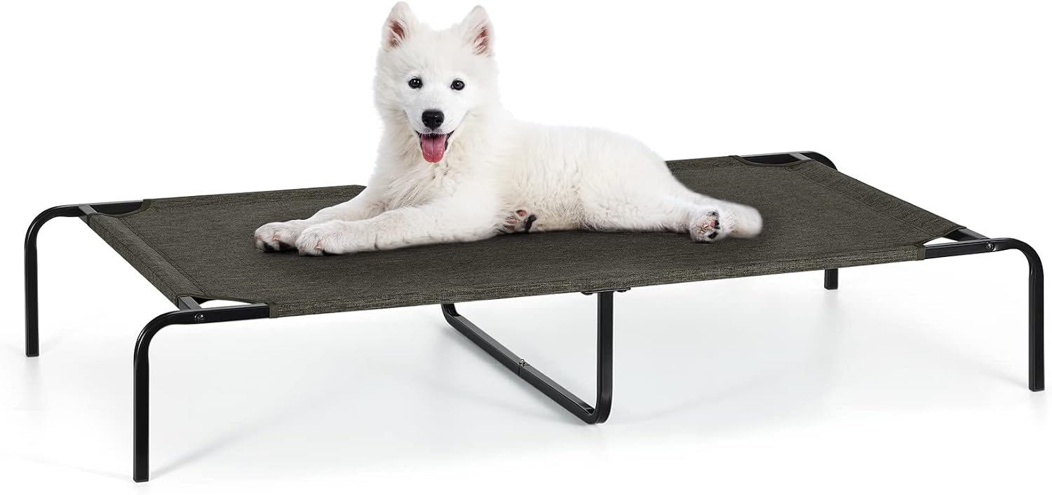 Raised Dog Bed for Small Dogs Elevated Pet Bed with Durable Frame Up to 80 lbs, Outdoor Dog Cot with Breathable Mesh for Indoor Home,…