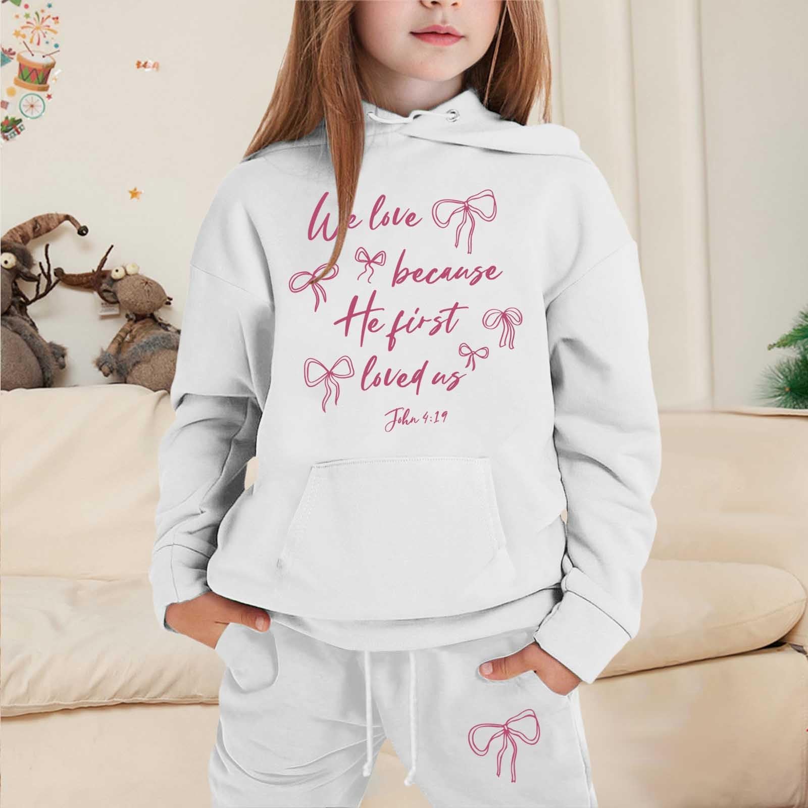 Generisch Trajes y Conjuntos de Niños Manga Larga Sólido Cálido Sudadera con Capucha Pantalones para Niñas Niños - Chándal para Niños Pequeños