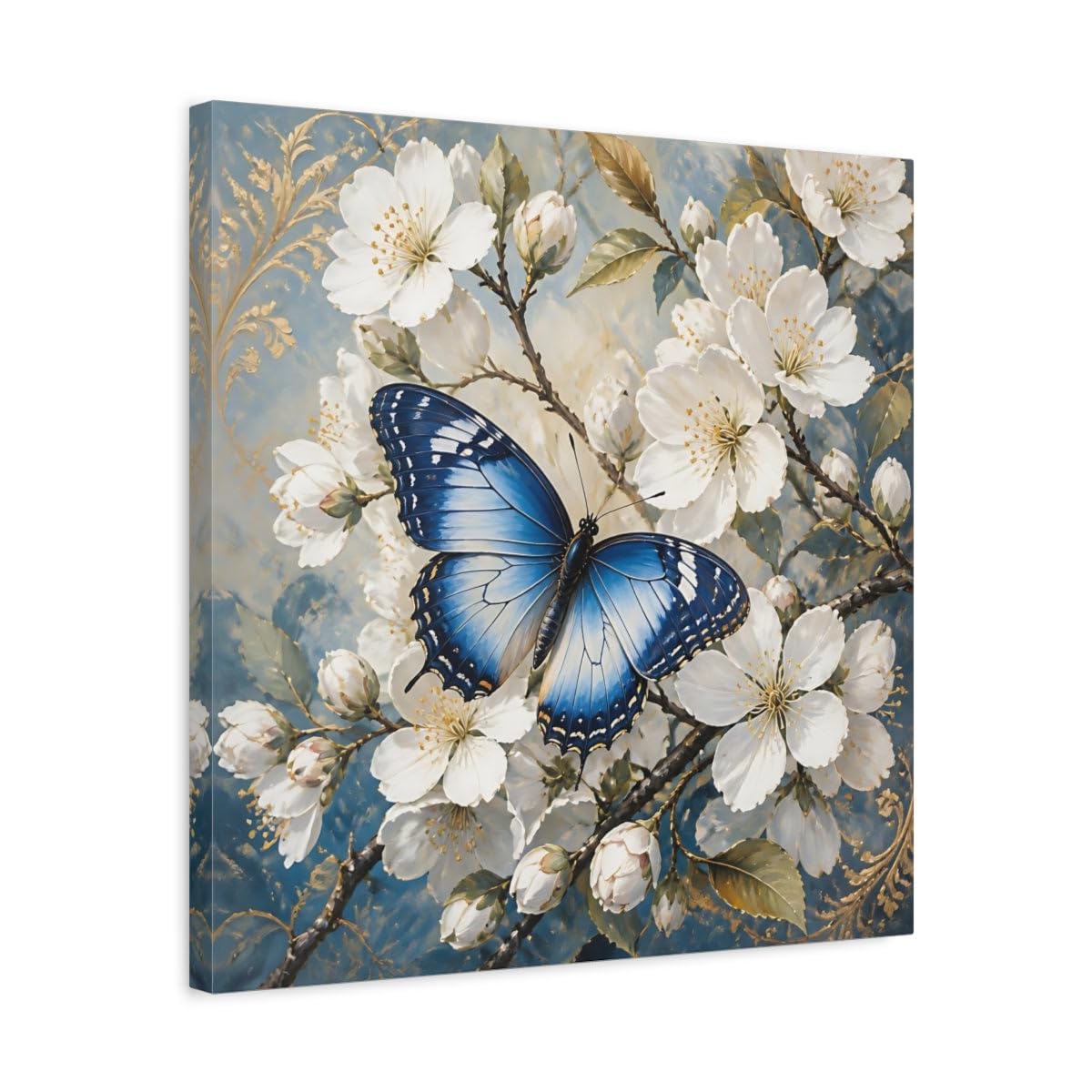 Décoration murale papillon bleu carré 50x50 pour salon chic - 8