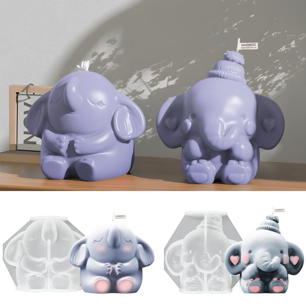 Stampo in Silicone Elefante 3D Riutilizzabile, Stampo per Cioccolato e Dolci a Forma di Elefante, per Torta, Mousse, Glassa, Resina Epossidica, Candele & Sapone, Fai da Te e Hobby Creativi