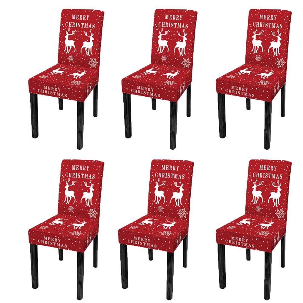 Housse de chaise de salle à manger extensible en spandex et imprimé Noël