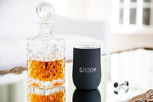 Miniatura 8 de Vinglacé Copa de vino de acero inoxidable sin tallo, vaso de vino aislado con inserto de vidrio y tapa para sorber, 10 onzas, oro rosa