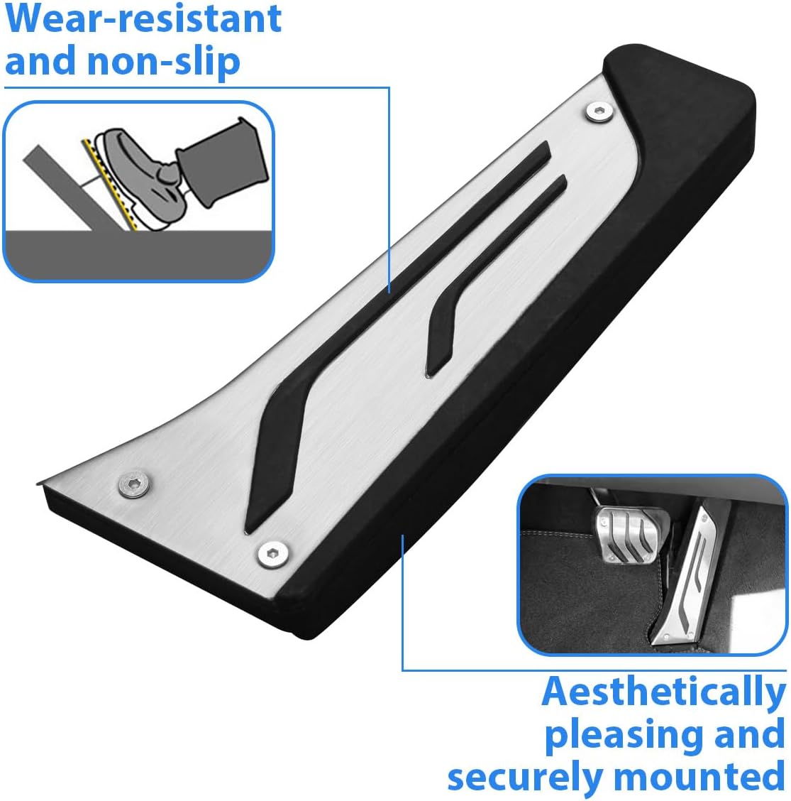 No Drill Gas Brake Pedal Cover Compatible for BMW 1 2 3 4 5 7 Series X3 X4 X5 X7 Accelerator Foot Pedal Cover Accessories Anti-Slip Mat
