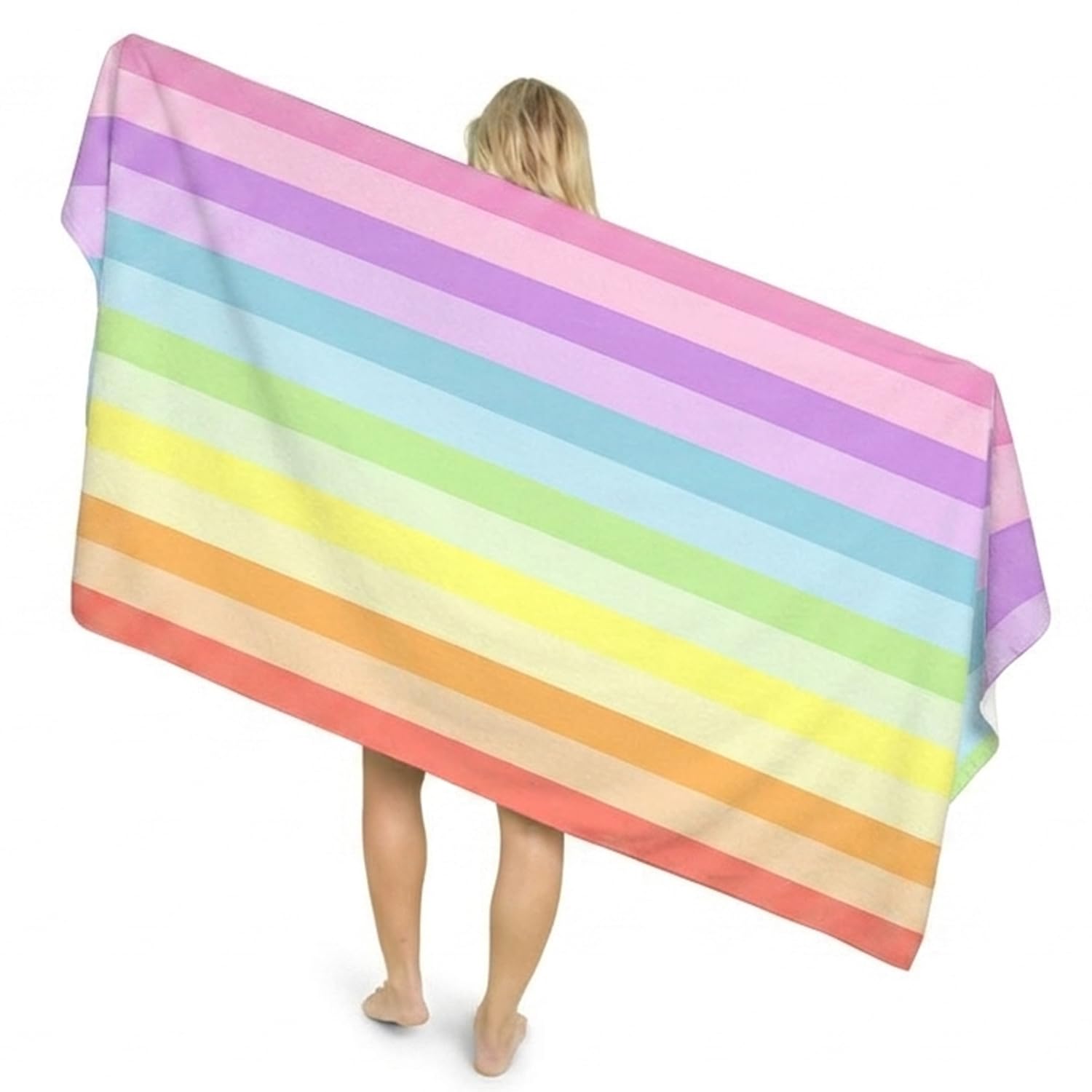 Lions Beach Towel - 100% Polyester - Sand Free Rainbow Stripe Beach Towels for adults 100x200cm - Extra Large Microfibre Pool Towels, Quick Dry Lightweight, Ideal for Swimming