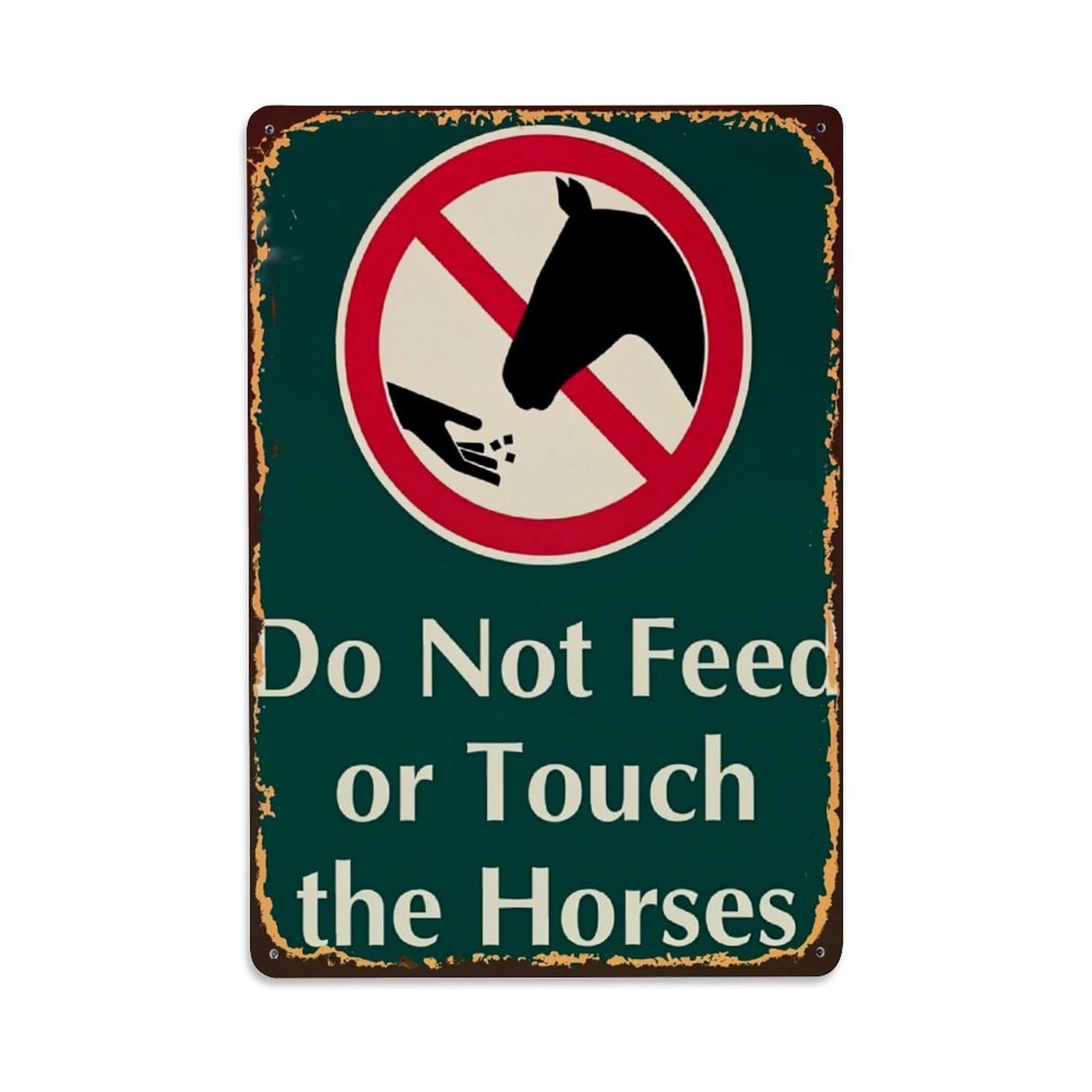 Jdfenggu Vintage Do Not Feed Horses Sign Retro Metal Tin Sign, Metal Poster For Bar, Home, Man Cave, Kitchen, Laundry Room Art Decor 8X12 Inch