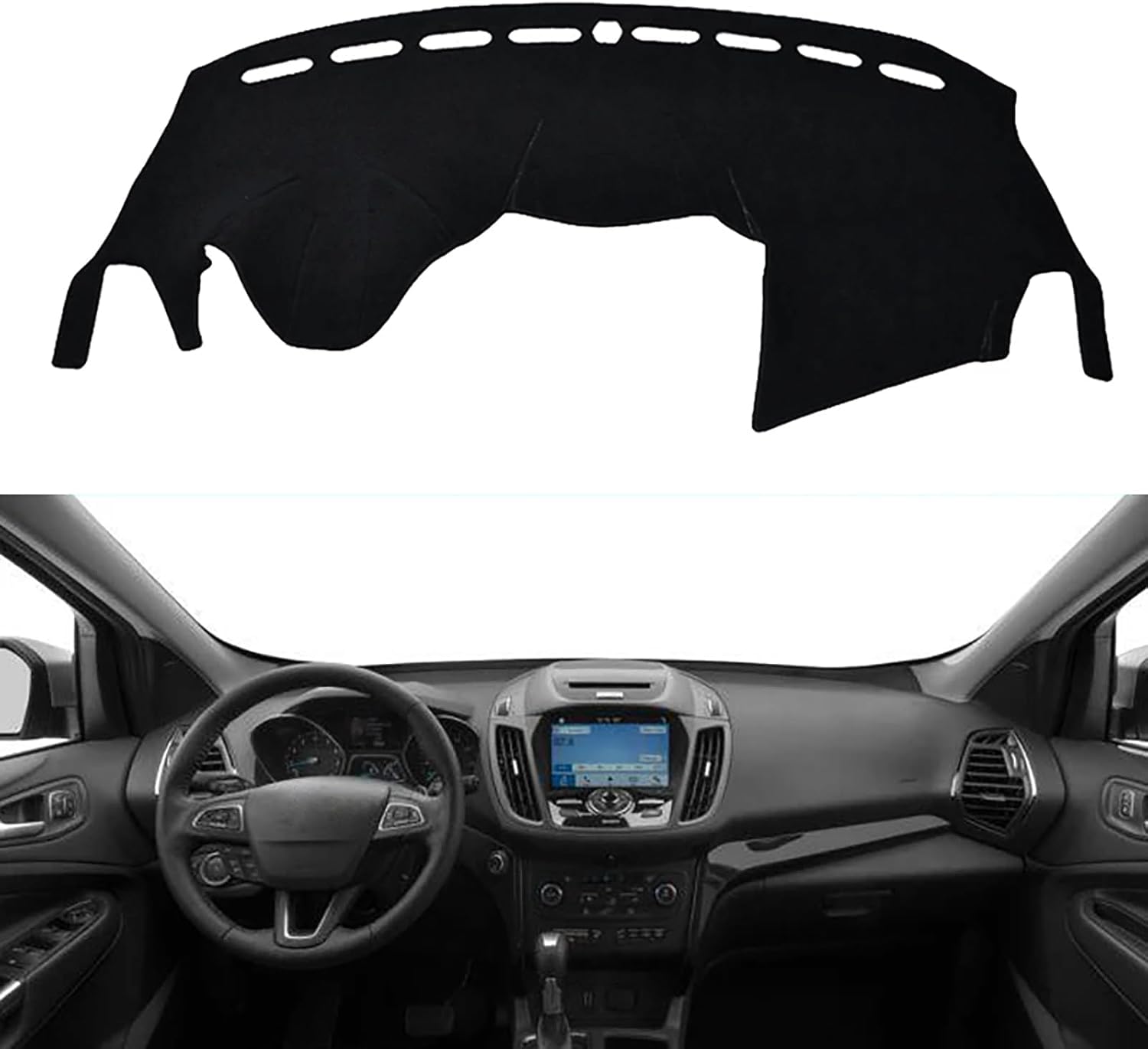 ZhangXD Car Dashboard Cover for Ford Escape Kuga 2013 2014 2015 2016 2017 2018, Non-Slip Dash Board Sun Shield Protector Anti-Glare Anti Dust Interior Accessories