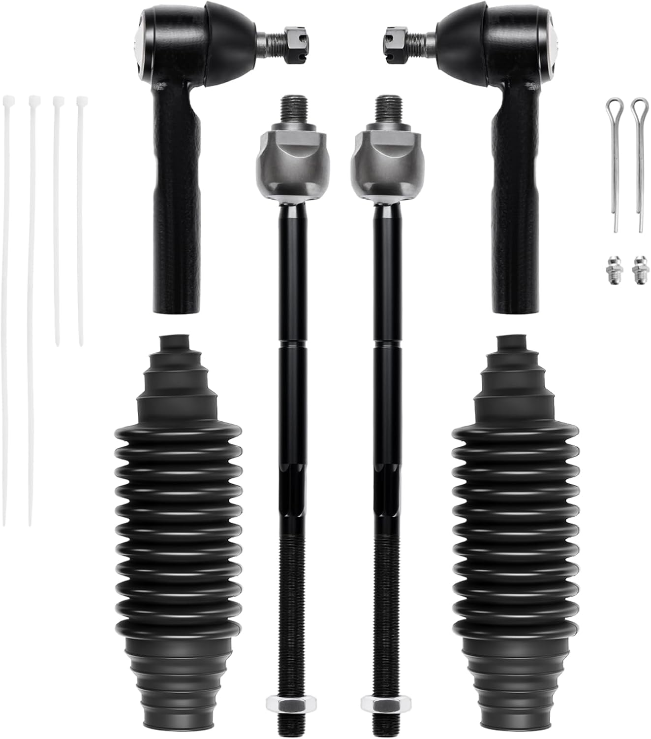 BDFHYK 6pcs Tie Rod Ends Kit Compatible with Dodge Neon 2000-2005,2*Inner tie rod EV404+2*Outer tie rod ES3173+2*dust cover