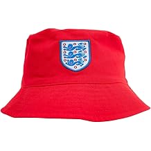 Hy-Pro Officially Licensed England FA Bucket Hat - Reversible, Red, Classic Style, Double Sided with Solid or Print, Three Lions Crest, Festival, Holiday, Sun Hat, Unisex, Adult