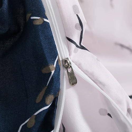 Miniatura 5 de YEPINS Juego de funda de edredón de microfibra cepillada suave con cierre de cremallera y lazos en las esquinas, patrón floral de flor de